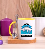 Canım Babam Ahşap Altlıklı Sarı Kupa Bardak