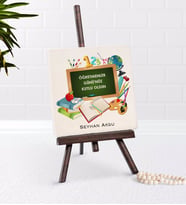 BK Gift Kişiye Özel Öğretmenler Günümüz Kutlu Olsun Şovaleli Doğal Taş-7 (Beyaz)