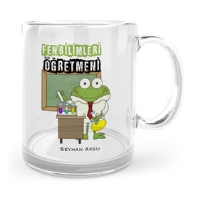 BK Gift Kişiye Özel Fen Bilimleri Öğretmeni Cam Kupa Bardak  2