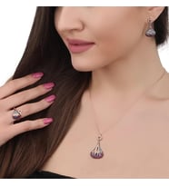 Gümüş Zirkon Taşlı Fantastik Tasarım Günlük Set (Rose)