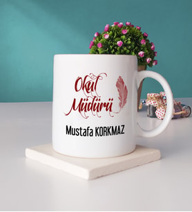 Okul Müdürü Kupa Bardak ve Taş Bardak Altlığı Seti