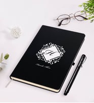 BK Gift Kişiye Özel Baş Harf İsim Tasarımlı Siyah Defter Kalem Seti-10