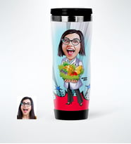 BK Gift Kişiye Özel Bayan Diyetisyen Karikatürlü Çelik Termos Bardak  1