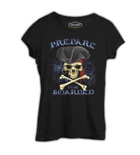 All Seas Pirate Kurukafa Siyah Kadın Tshirt