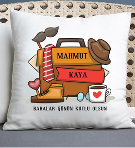 Babalar Gününe Özel Hediye İsimli Yastık (Beyaz)