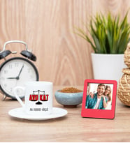 Avukat Türk Kahvesi Fincanı ve Kırmızı Mini Fotoğraf Çerçevesi