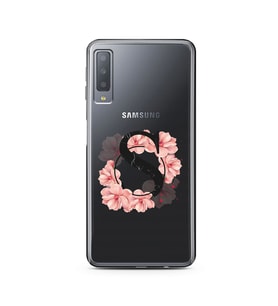 Pembe Çiçekli Harf Tasarım Süper Şeffaf Silikon Telefon Kılıfı Samsung A7 (2017)