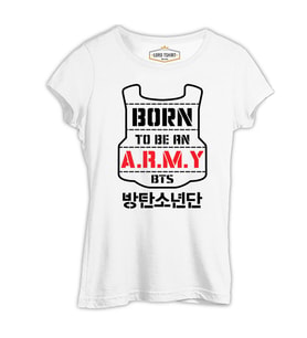BTS - Born to be an Army Beyaz Kadın Tshirt
