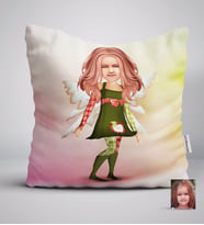 BK Gift Kişiye Özel Kız Çocuk Peri Karikatürlü Beyaz Yastık-1