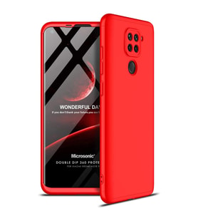 Microsonic Xiaomi Redmi Note 9 Kılıf Double Dip 360 Protective Kırmızı