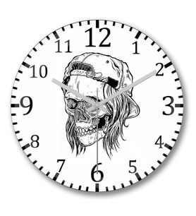 Skull Bone Duvar Saati Bombeli Gercek Cam