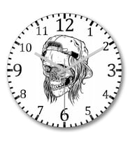 Skull Bone Duvar Saati Bombeli Gercek Cam
