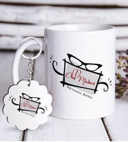 BK Gift Kişiye Özel Okul Müdiresi Beyaz Kupa ve Anahtarlık Hediye Seti-1 (Model 1)