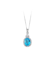 Sirius Pırlanta ve Oval Mavi Topaz Taşlı Sarmaşık Kolye 0704P0101