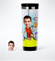 BK Gift Kişiye Özel Bay Basketbolcu Karikatürlü Çelik Termos Bardak  1