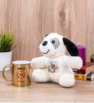 Bayan Değil Kadın Gold Kupa Bardak ve Peluş Köpek