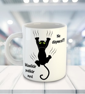Meow Ne Düşmesi Manikür Pedikür Ayol Temalı Kupa Bardak 81530
