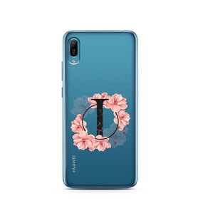 Pembe Çiçekli Harf Tasarım Süper Şeffaf Silikon Telefon Kılıfı Huawei Y6 2019 I-