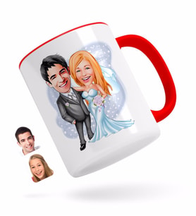 BK Gift Kişiye Özel Evleniyoruz Karikatürlü Kırmızı Kupa Bardak-5