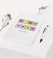 BK Gift Kişiye Özel Fen Bilimleri Öğretmeni Temalı Beyaz Defter Kalem Hediye Seti - 3