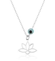 Papatya Silver Nazar Boncuklu Lotus Çiçeği Gümüş Kolye