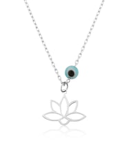 Papatya Silver Nazar Boncuklu Lotus Çiçeği Gümüş Kolye