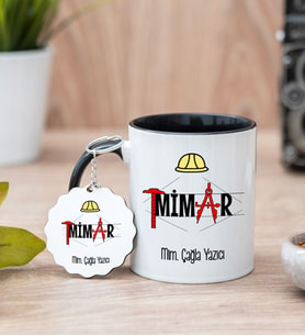 Mimar Siyah Kupa Bardak Ve Anahtarlık Set
