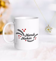 BK Gift Kişiye Özel Sevgililer Günü Kupa ve Çift İsimli Papatya Kolye-31 (Model 1)