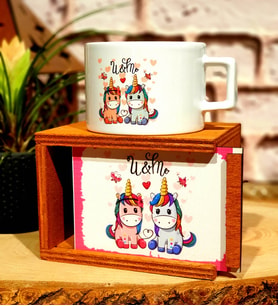 You Me Unicorn Ahşap Kutulu Kupa Arkadaşa Hediye