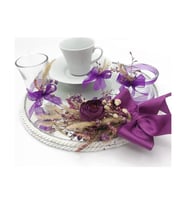Lora Davet Damat Kahve Fincanı Tepsisi Yuvarlak (1 Adet) Mor - 54186