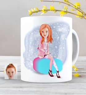 BK Gift Kişiye Özel Bayan Karikatürlü Beyaz Kupa Bardak-32