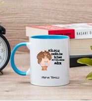 Kilolu Değilim İçime Attıklarım Ağır Mavi Kupa Bardak