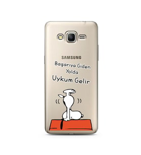 Snoopy Tasarımlı Süper Şeffaf Silikon Telefon Kılıfı Samsung Grand Prime