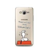 Snoopy Tasarımlı Süper Şeffaf Silikon Telefon Kılıfı Samsung Grand Prime