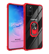 Microsonic Samsung Galaxy A91 Kılıf Grande Clear Ring Holder Kırmızı