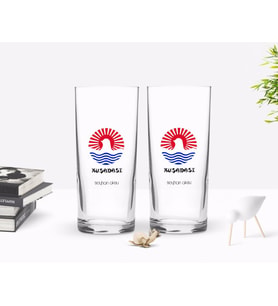 BK Gift Kişiye Özel Renkli Baskılı Kuşadası Tasarımlı Turistik İkili Rakı Bardağı Seti-1 (Beyaz)