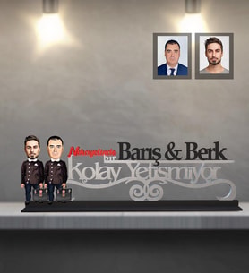 Kişiye Özel  Seksenler Siyah Önlük Karikatürlü Kolay Yetişmiyor Ahşap Biblo Erkek Arkadaş-1