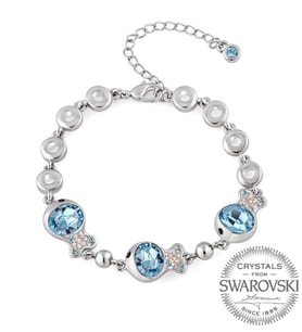 Monemel Mavi Swarovski® Taşlı Balıklı Bileklik (Altın Kaplama)