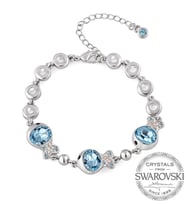Monemel Mavi Swarovski® Taşlı Balıklı Bileklik (Altın Kaplama)