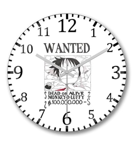 Wanted Luffy Duvar Saati Bombeli Gercek Cam