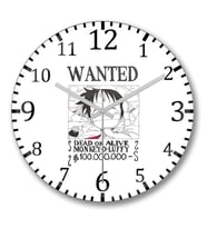 Wanted Luffy Duvar Saati Bombeli Gercek Cam
