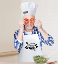 BK Gift Kişiye Özel Chef Erkek Mutfak Önlüğü ve Aşçı Şapkası Seti-2 (Beyaz)