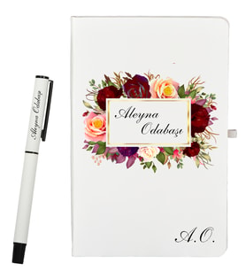 Kişiye Özel Tasarım Şık Defter Ve Roller Kalem Seti Hediye Paketinde