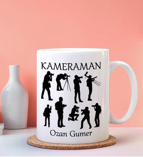 Kişiye Özel Kameraman Tasarımlı Beyaz Kupa
