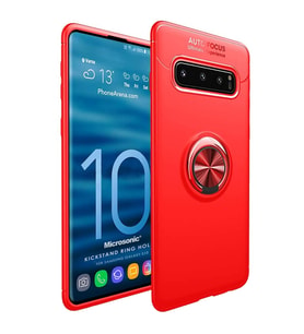 Microsonic Samsung Galaxy S10 Kılıf Kickstand Ring Holder Kırmızı