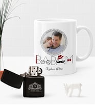 BK Gift Kişiye Özel Fotoğraflı Babam Benzinli Çakmak ve Kupa Seti (Model 1)