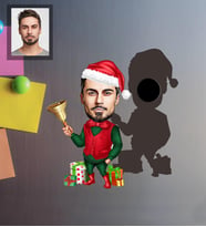 Kişiye Özel Yılbaşı Erkek Karikatürlü Ahşap Magnet Model-10