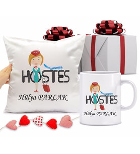 Hostes Kupa Bardağı ve Yastığı Hediye Seti (Model 1)