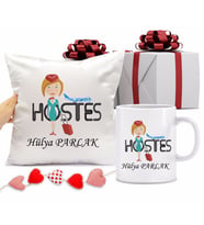 Hostes Kupa Bardağı ve Yastığı Hediye Seti (Model 1)
