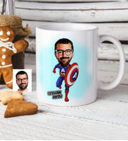 BK Gift Kişiye Özel Kaptan Amerika Karikatür Beyaz Kupa Bardak